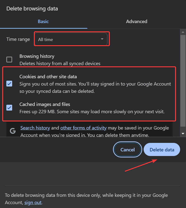 clear data to fix hulu error 502