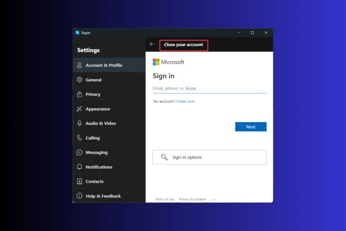 How to delete the Skype account