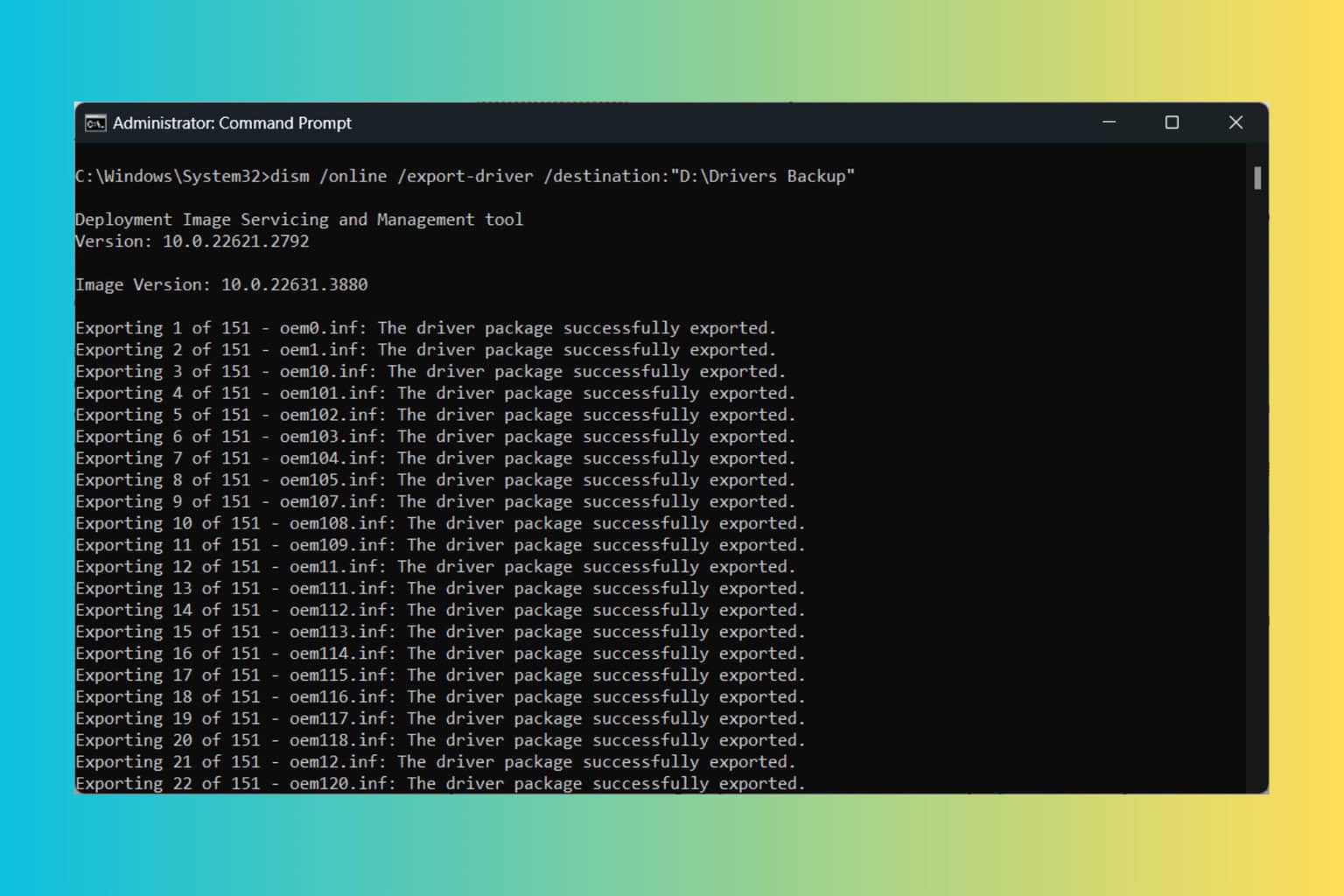 Manually back up drivers in Windows 11