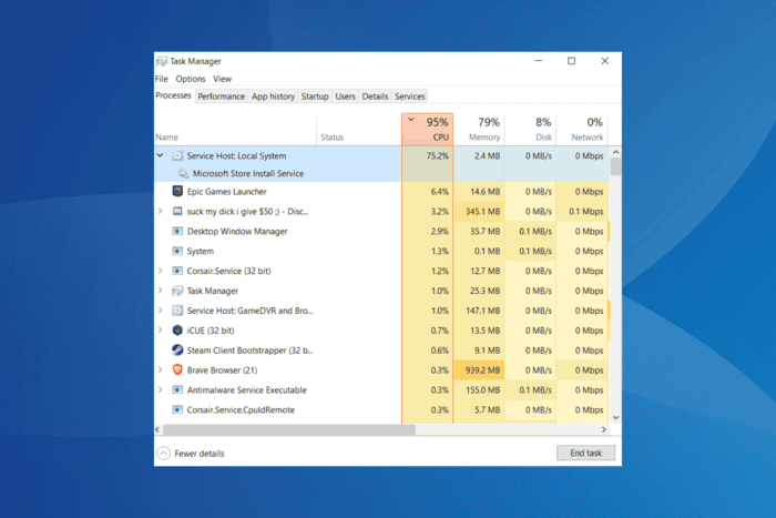 fix microsoft store install service high cpu