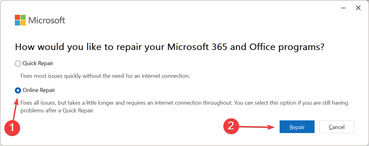 online repair to fix wab.dll missing outlook
