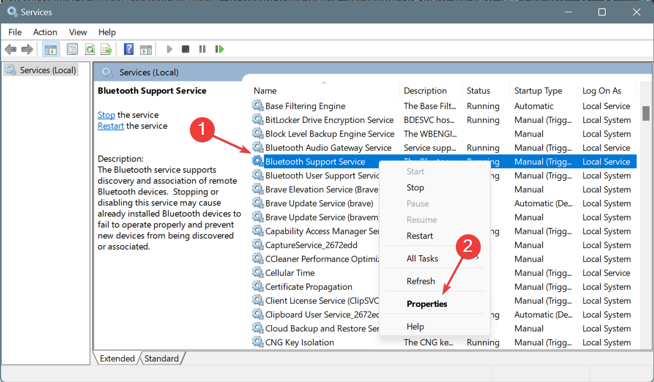 service properties
