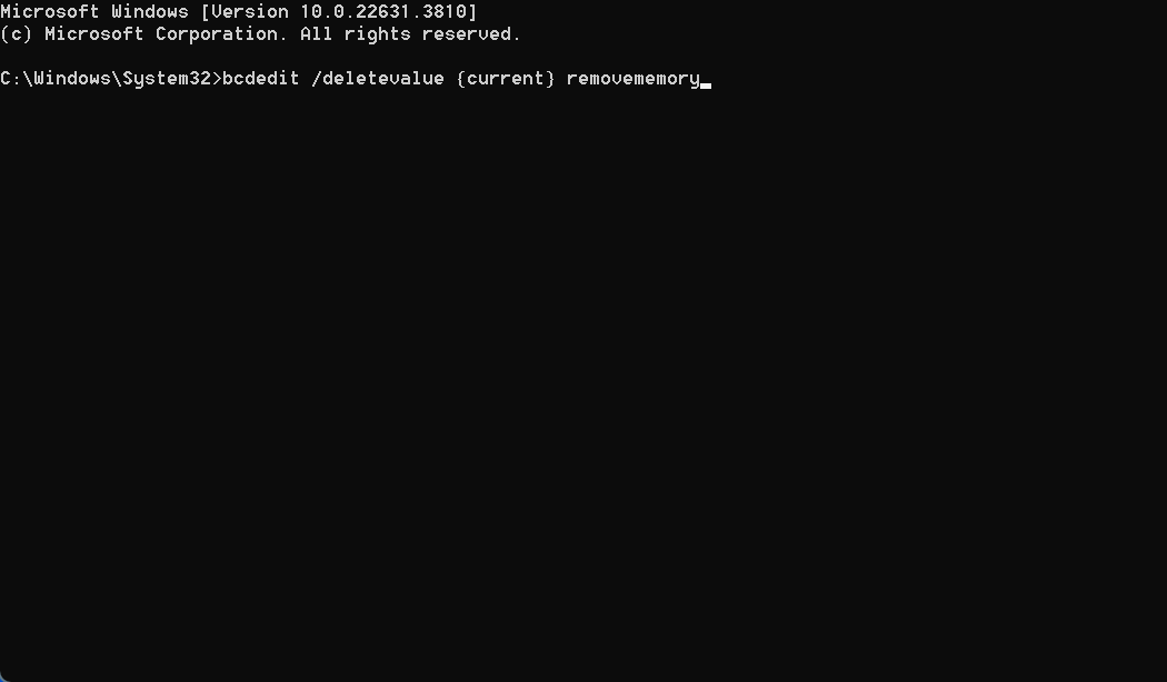 command to fix msconfig maximum memory