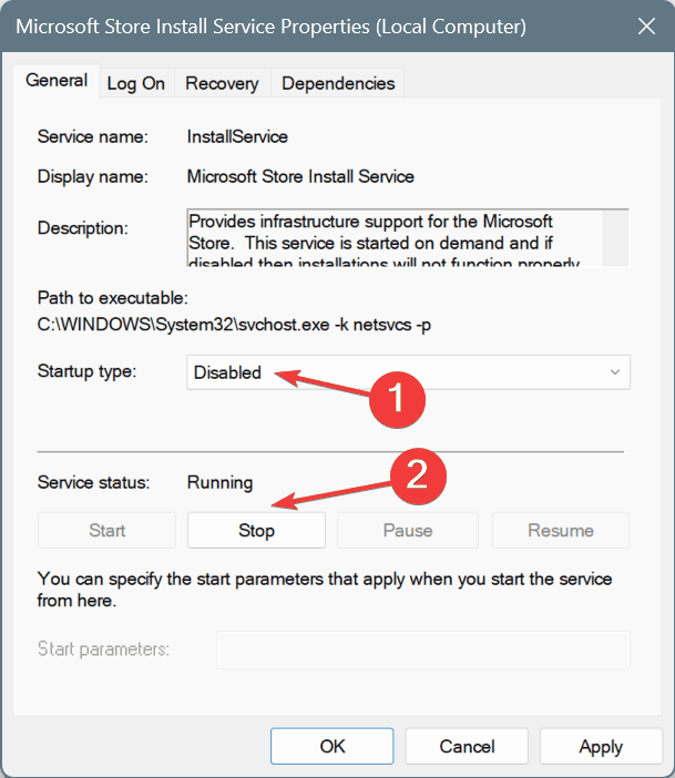 disable to fix microsoft store install service high cpu