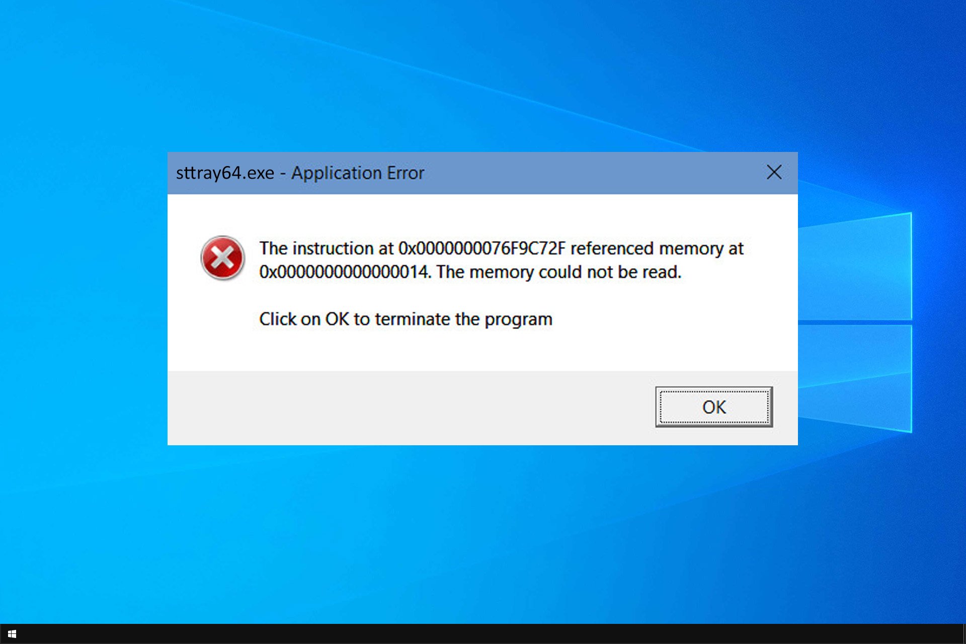 sttray64.exe application error windows 10