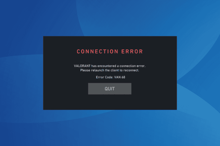 fix van 68 valorant error