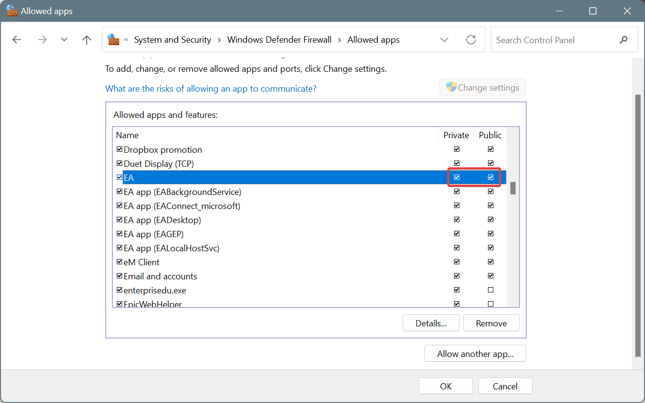 ea in firewall to fix ea error code ec 10000