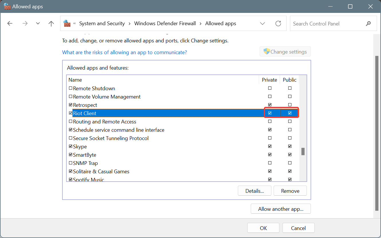 whitelist Riot Client to fix valorant error 62