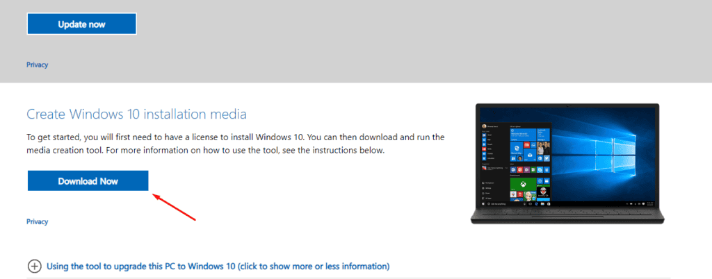 Windows 10 installation media 