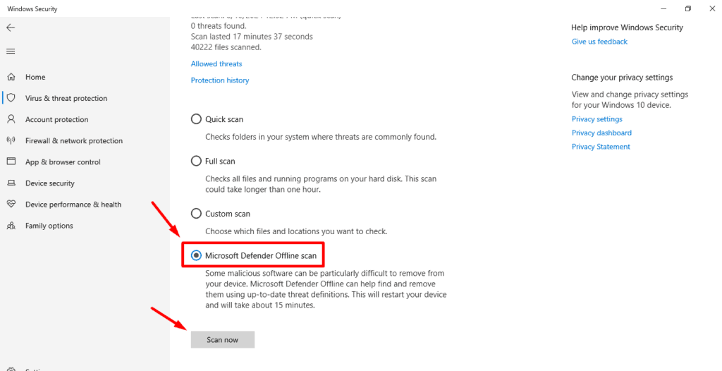  Microsoft Defender Offline scan