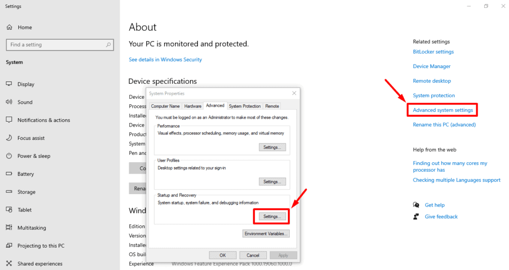 Advanced system settings