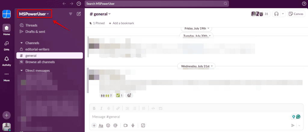 Slack workspace