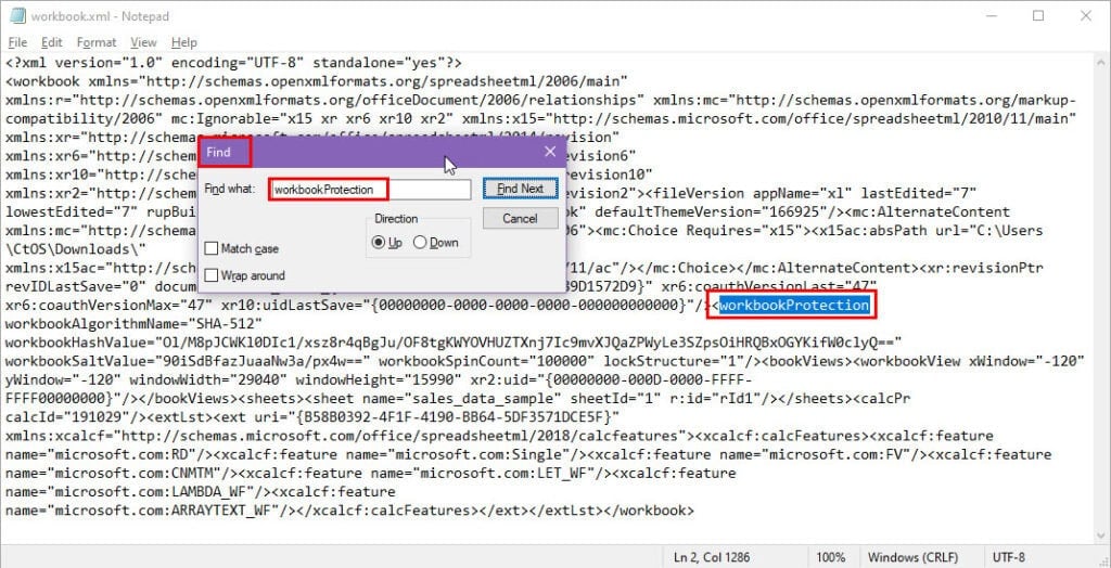 find workbook protection