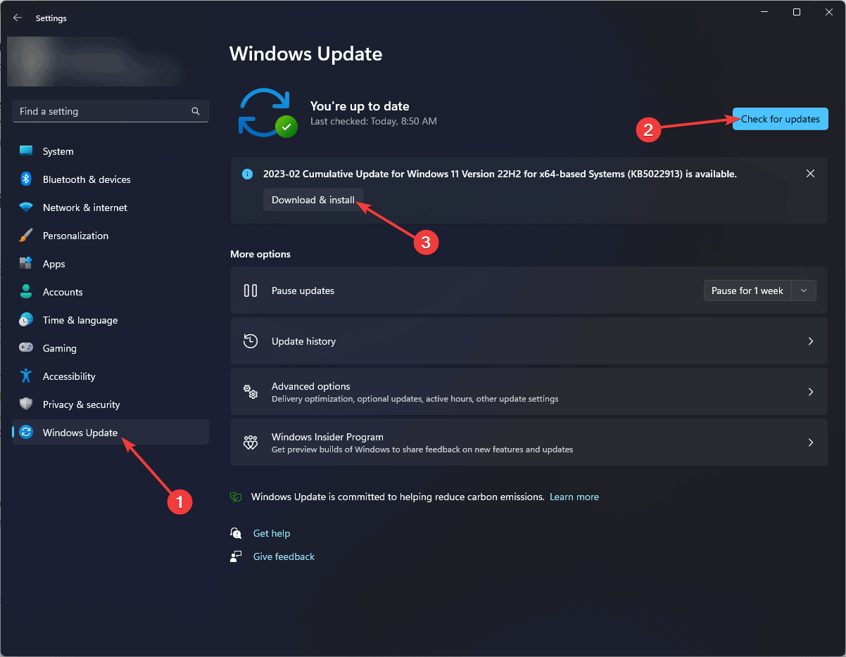 windows check for updates