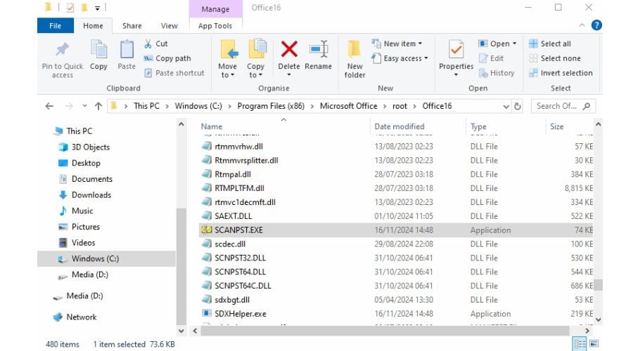 Find SCANPST.exe