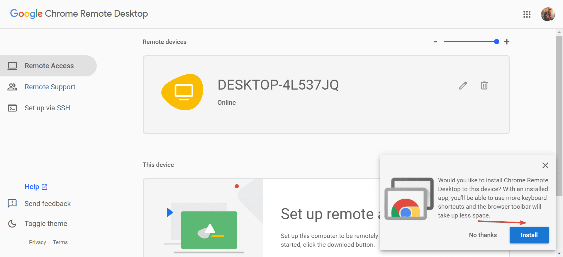 install to fix chrome remote desktop keyboard not working