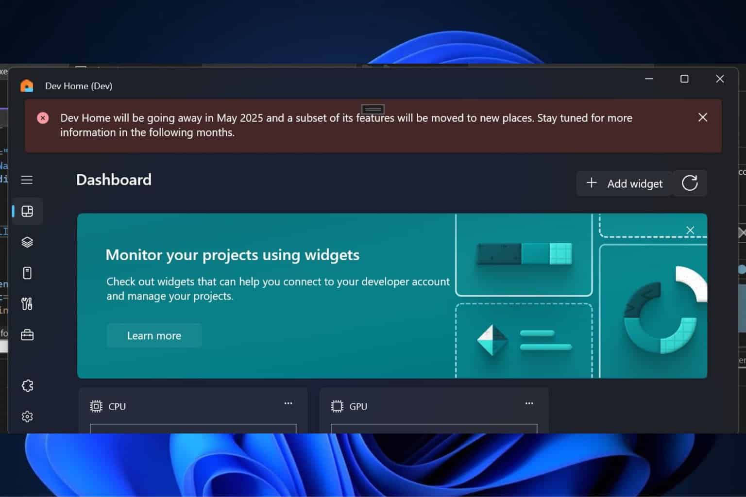 Microsoft will entirely deprecate Dev Home later this year