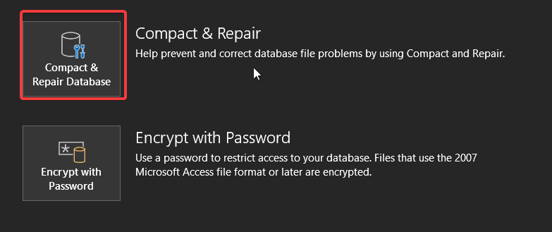 access compact and repair
