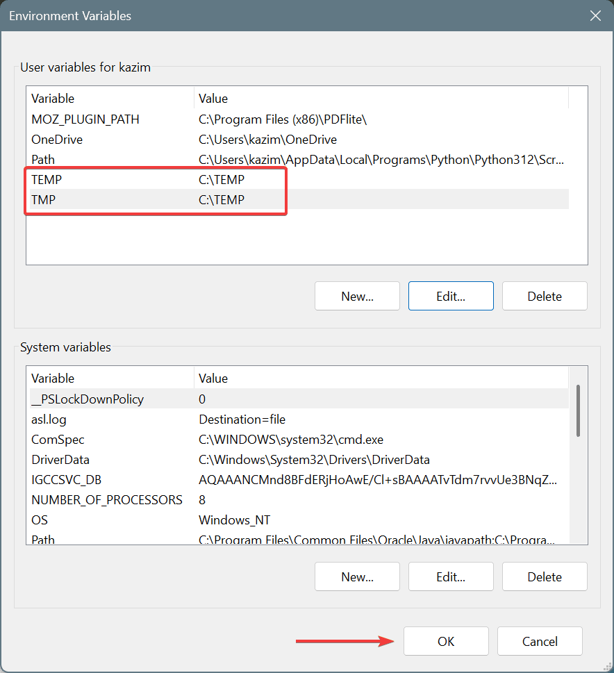 user variables