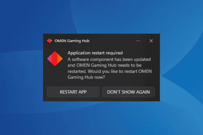 omen gaming hub application restart required