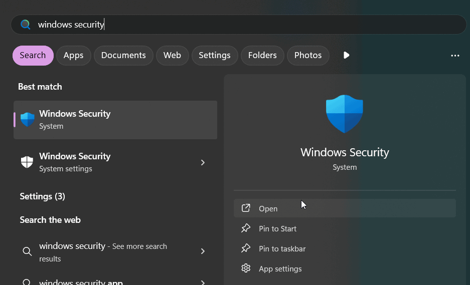 open windows security