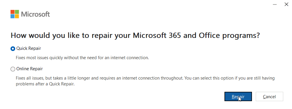 repair microsoft office