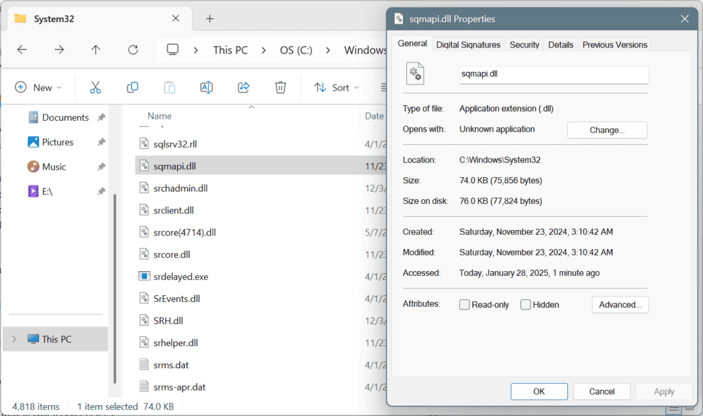 sqmapi.dll storage location