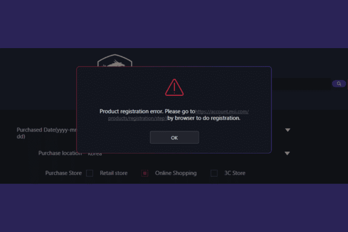 How to fix MSI Dragon Center Product Registration Error