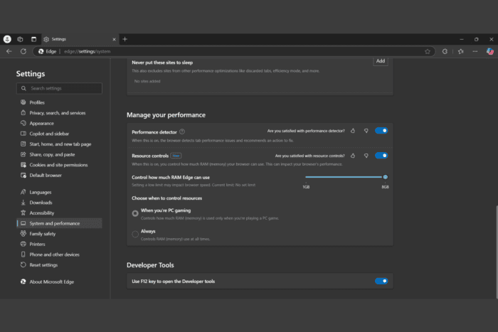 Now you can control how much RAM Edge is using
