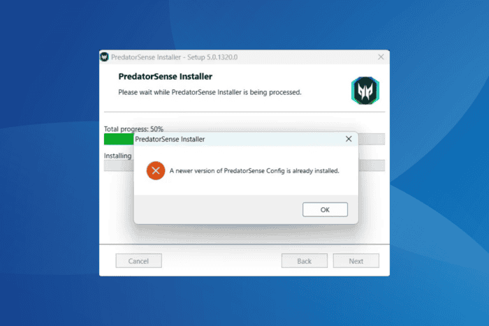 acer predator sense not installing
