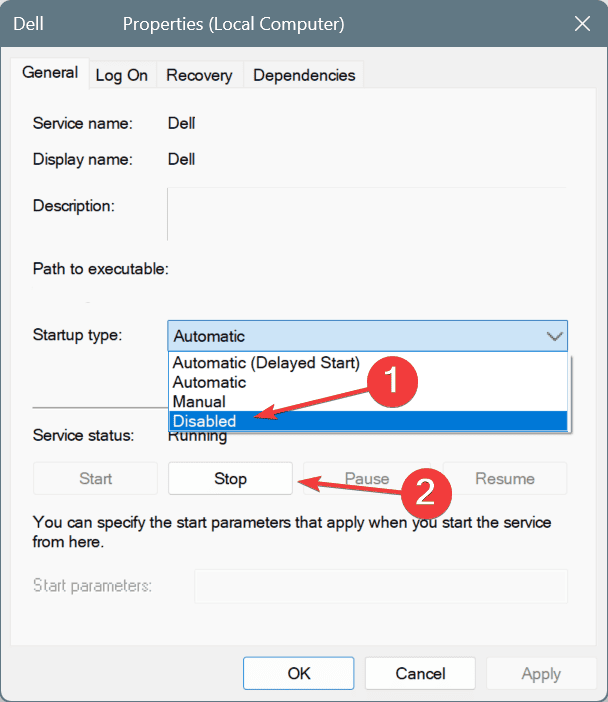 disable Dell Wireless WLAN Tray Service