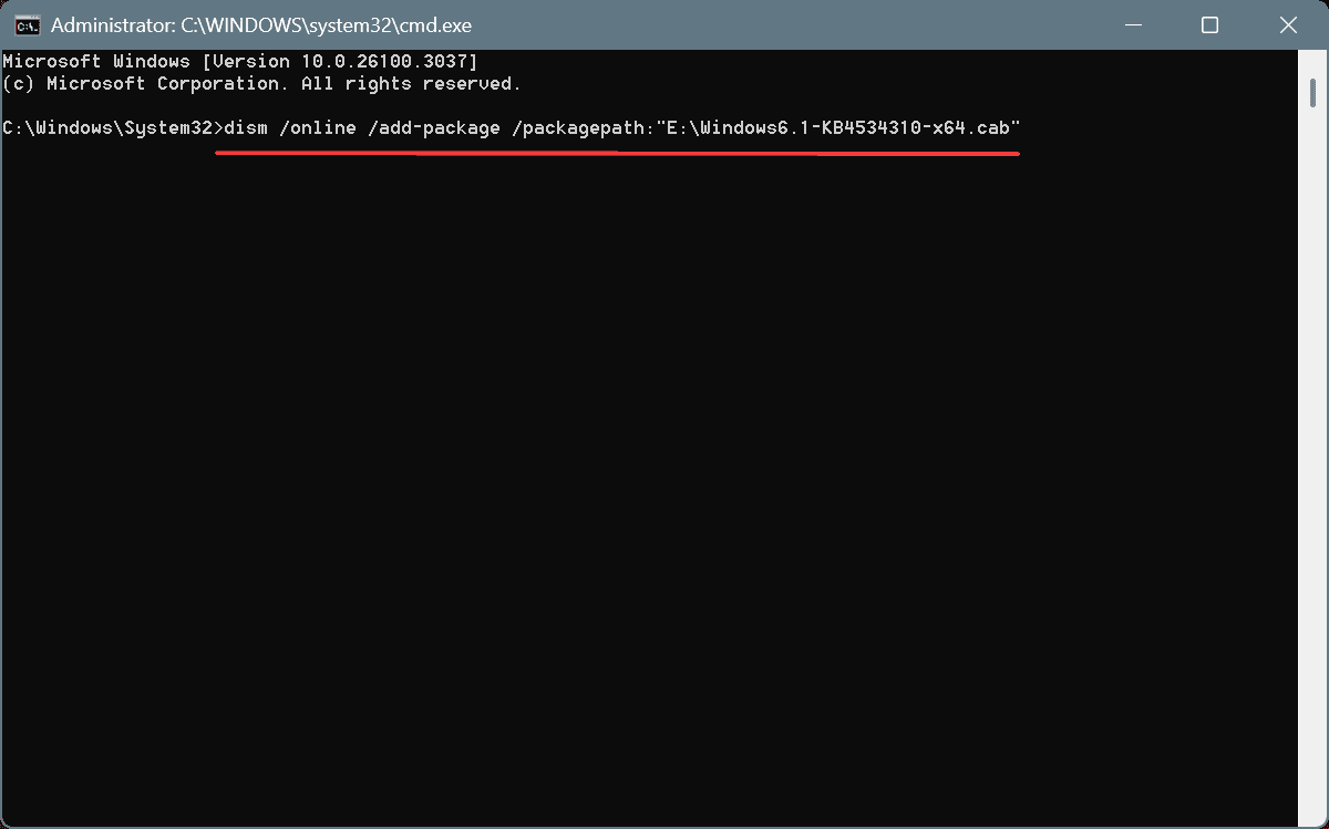 dism to install update