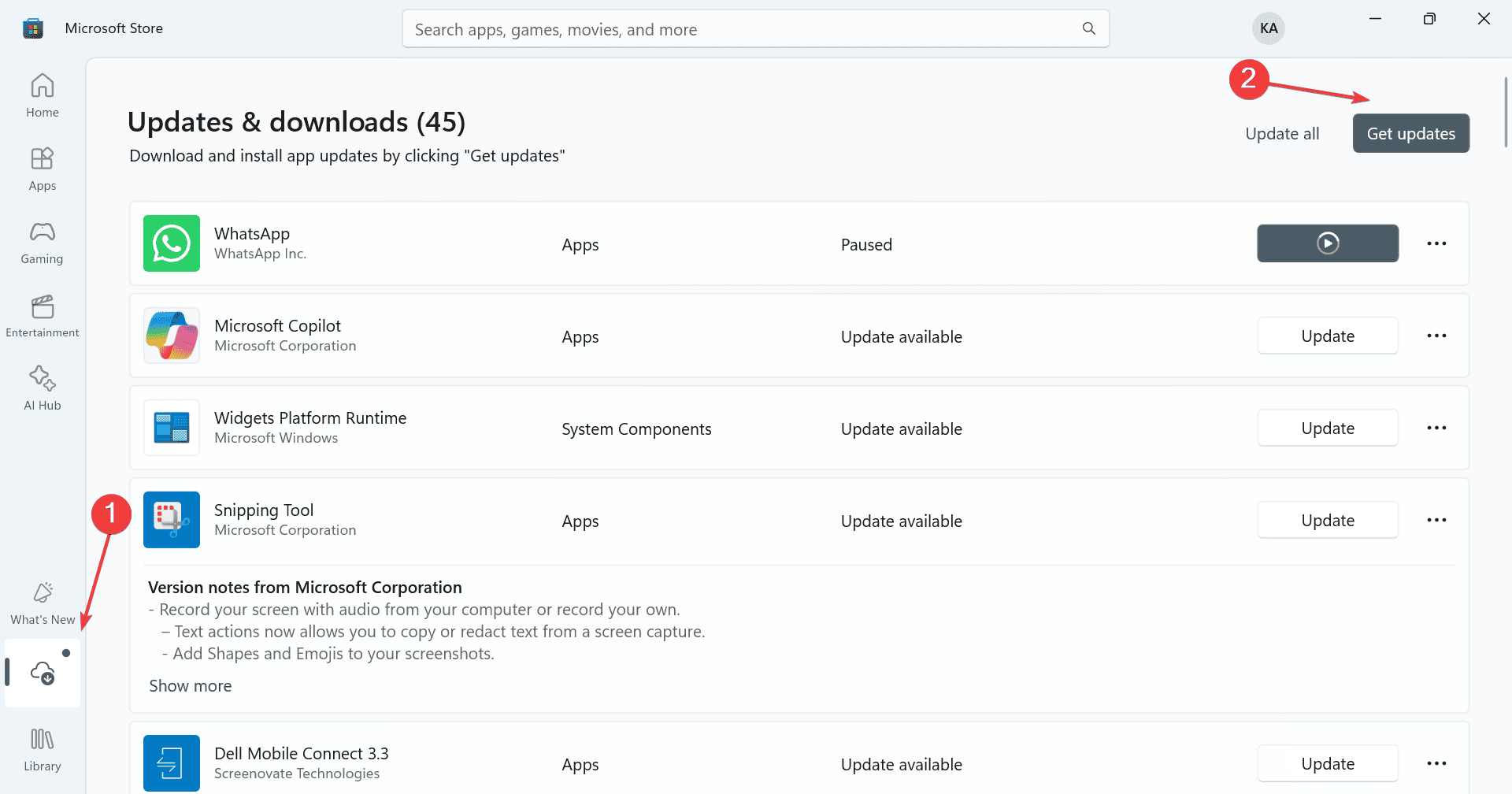get updates