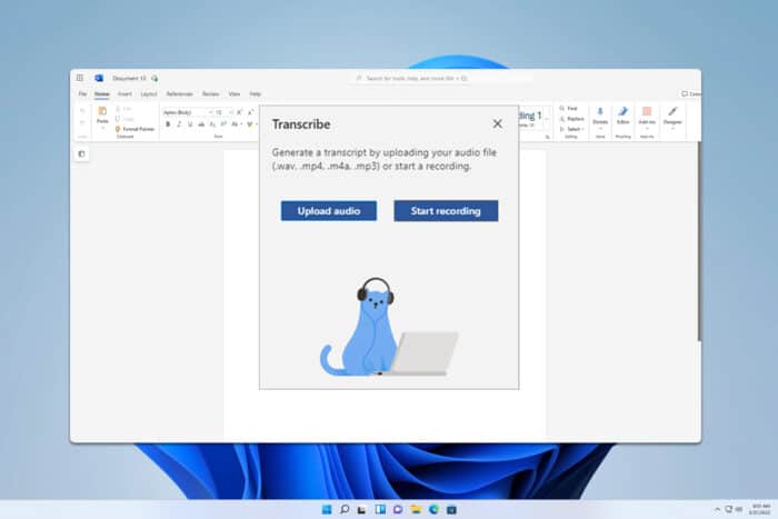 microsoft word transcribe