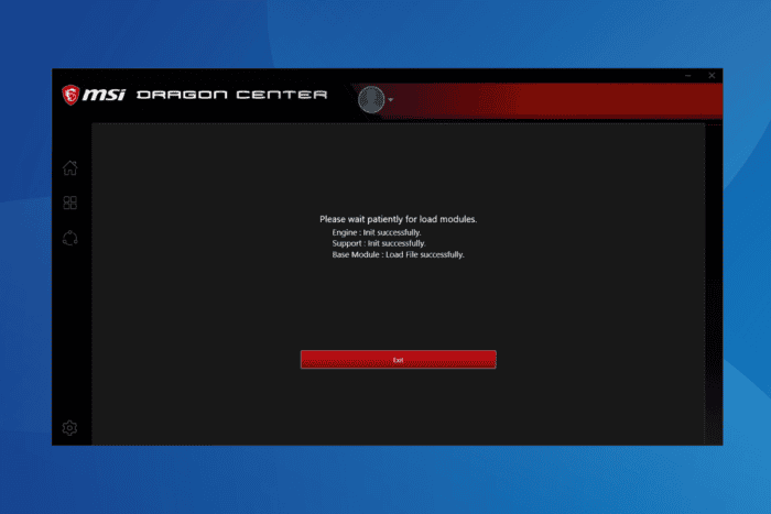 msi dragon center please wait patiently for load modules