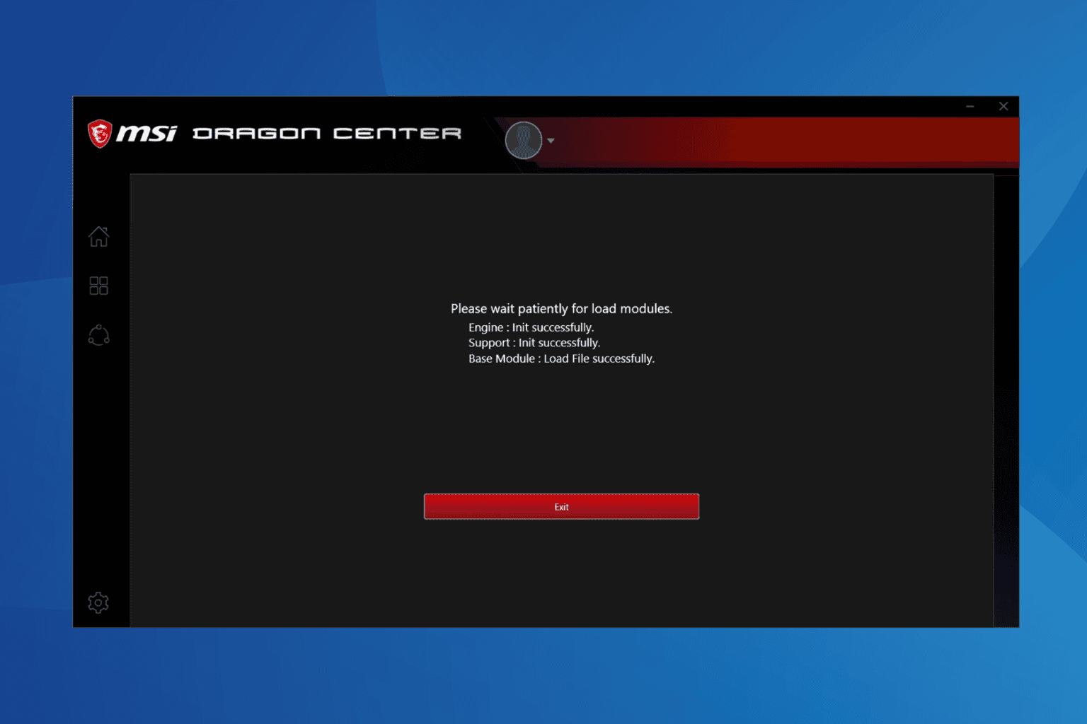 msi dragon center please wait patiently for load modules