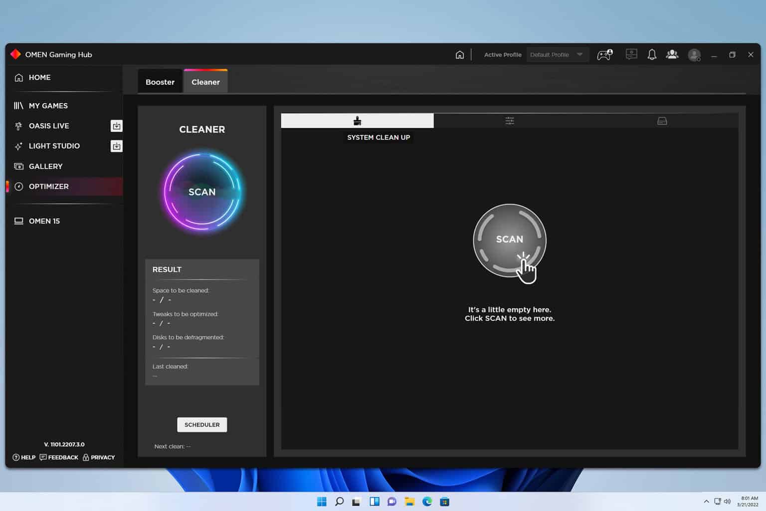 omen gaming hub cleaner not working