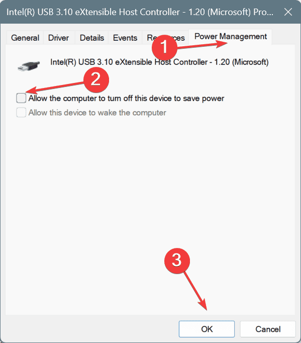 change power management to fix ERROR_DEVICE_ENUMERATION_ERROR