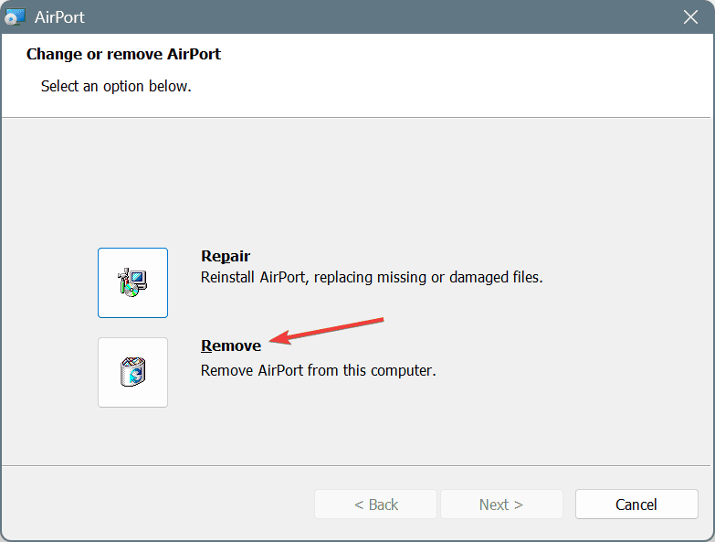 uninstall airport utility