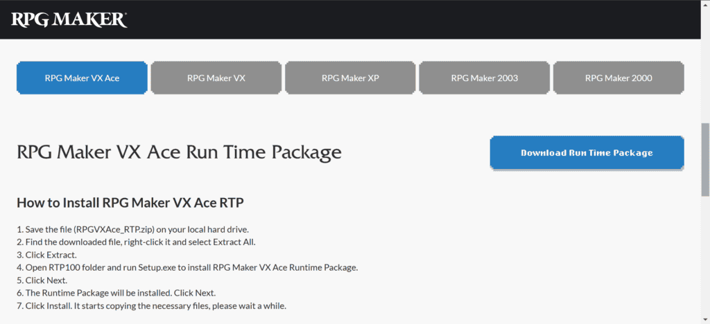 download runtime package
