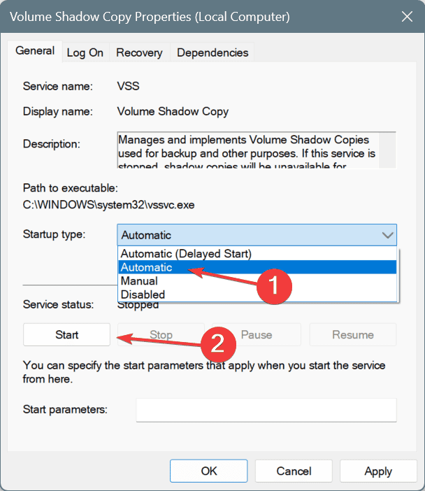run to fix ERROR_VOLSNAP_PREPARE_HIBERNATE