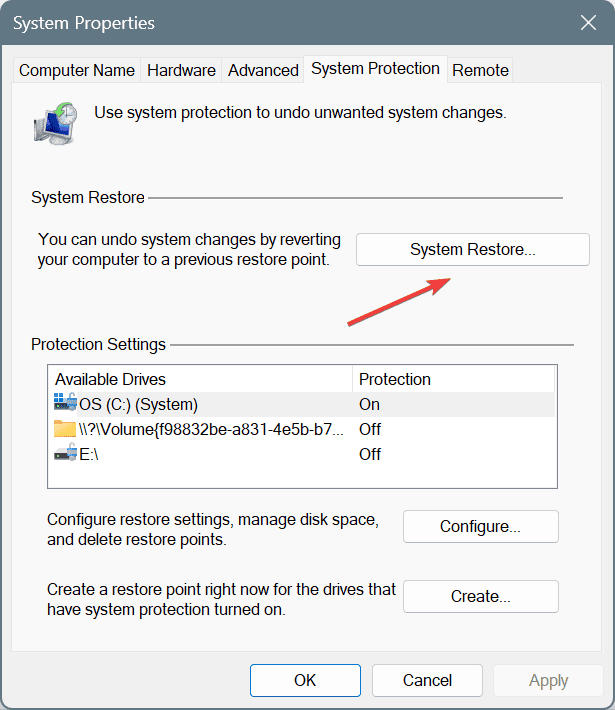restore to fix ERROR_EVENT_PENDING