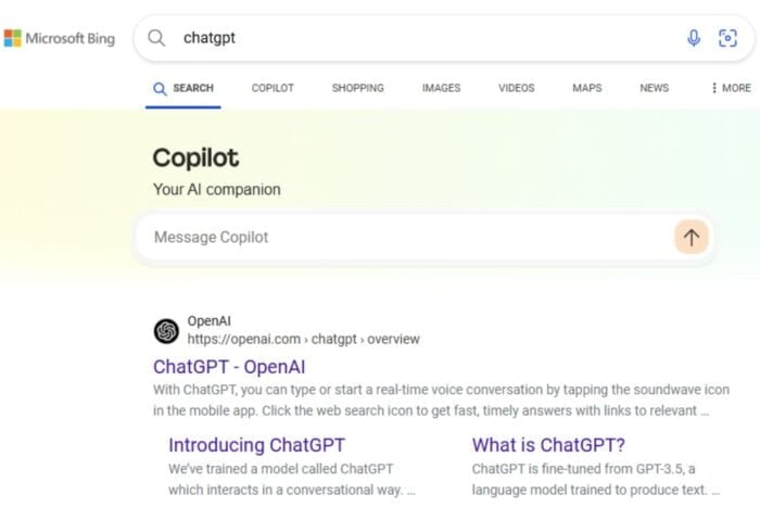 Copilot ad Bing