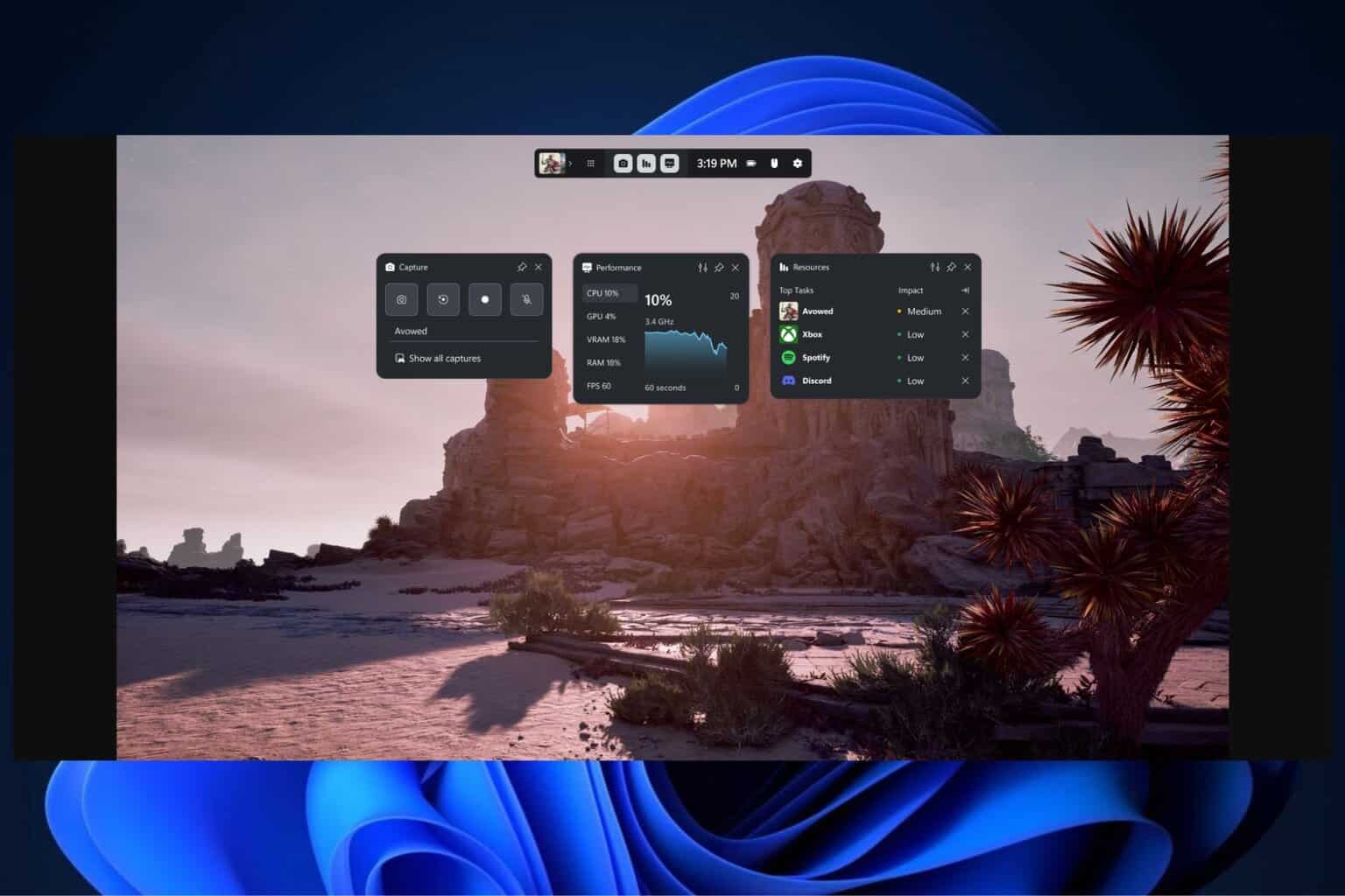 Xbox app Game bar