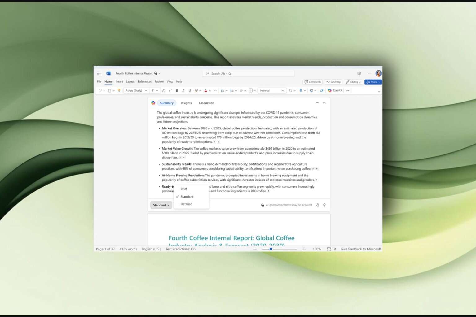 microsoft word summarizing books