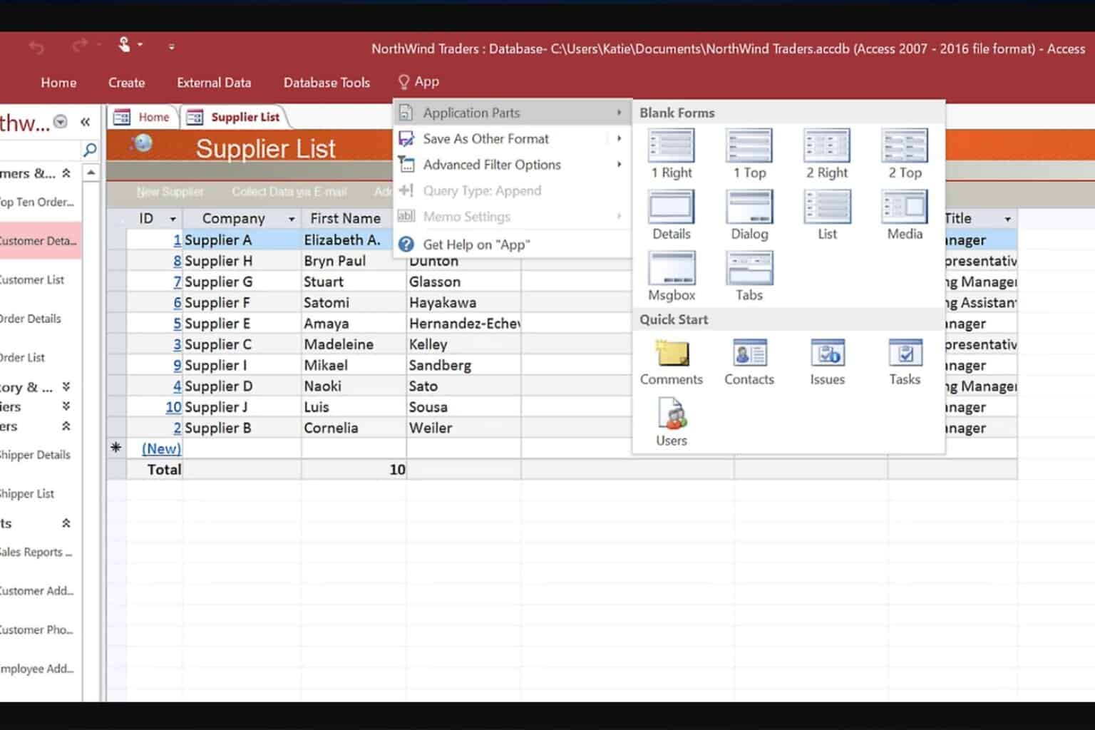Microsoft Access magnification