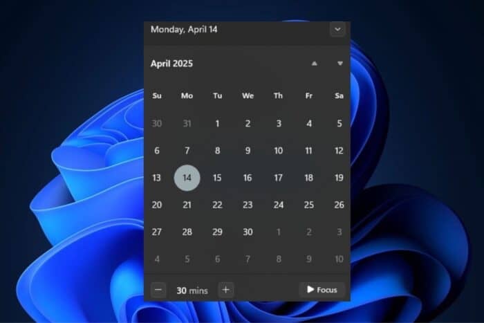 Windows 11 Calendar Flyout Clock