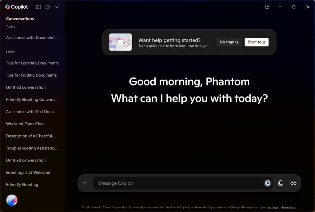 Copilot app guided tour update