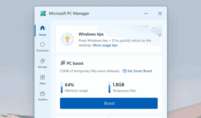 Microsoft PC Manager app banner