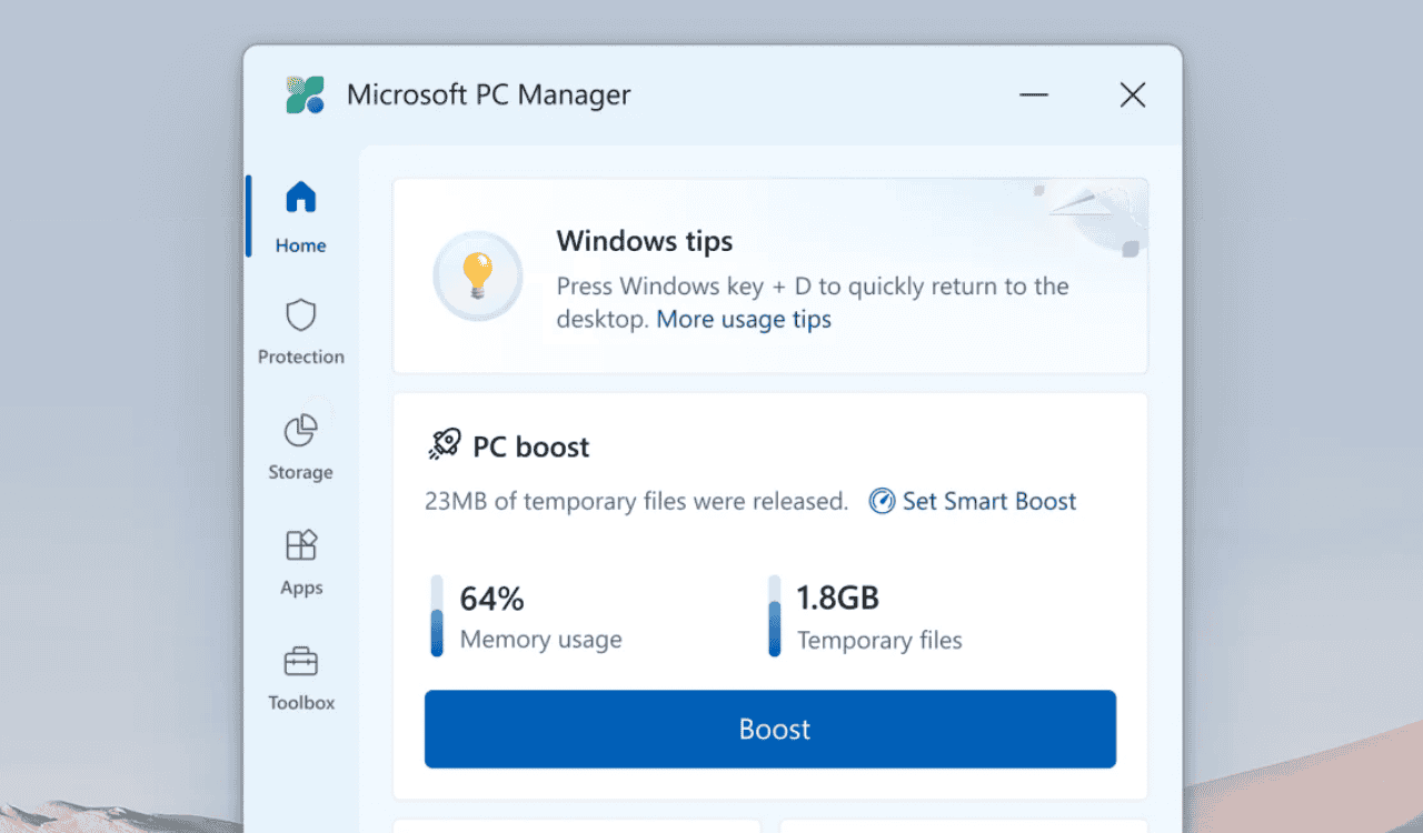 Microsoft PC Manager app banner